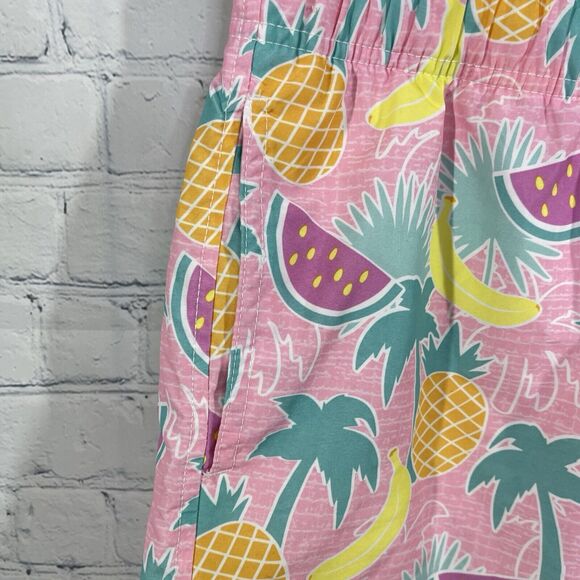 Beach Bros Surf Shop Shorts Mens Large Pink Tropical Swim Trunks Lined Brief - Picture 7 of 12